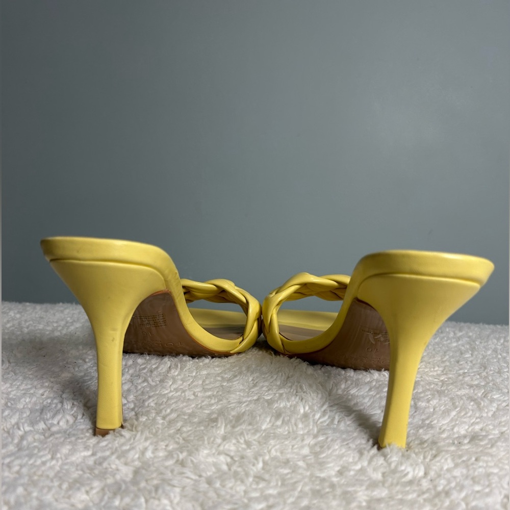 TORGEIS Maraca Open Toe Heels Yellow Braided Size 10 - Picture 7 of 15